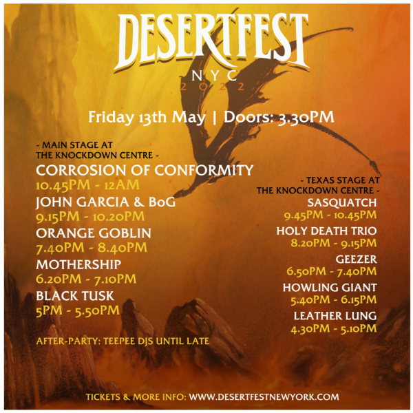 STAGE TIMES HAVE LANDED Desertfest New York