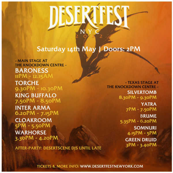 STAGE TIMES HAVE LANDED - Desertfest New York