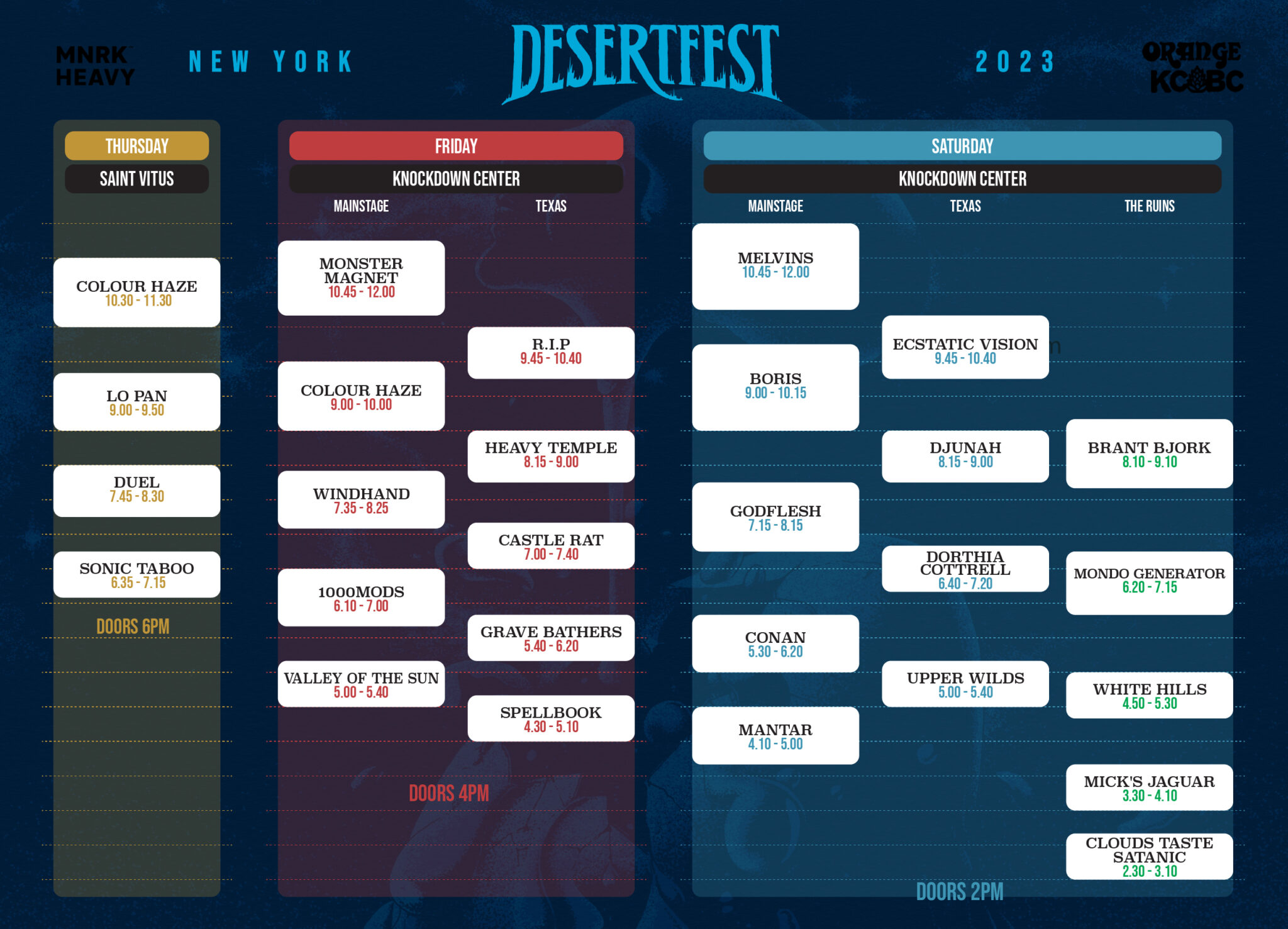 Desertfest NYC stage times are here! Desertfest New York